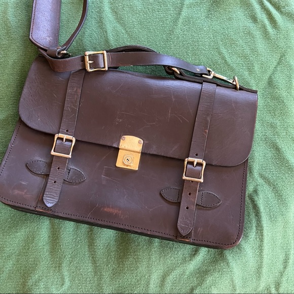 Filson Bridle Leather Briefcase - Field Satchel Made In USA Veg Tan Leather - Picture 8 of 14